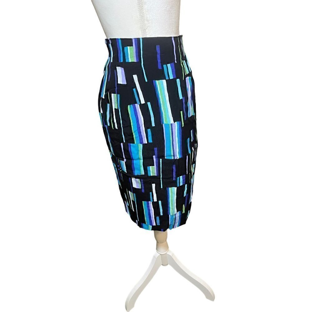 Gianni 6 Petite Blue, Black, Green & Lavender Skirt. - Picture 2 of 6